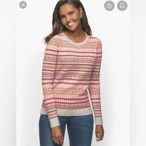 Talbots Fair Isle Print Crewneck Sweater Size Large